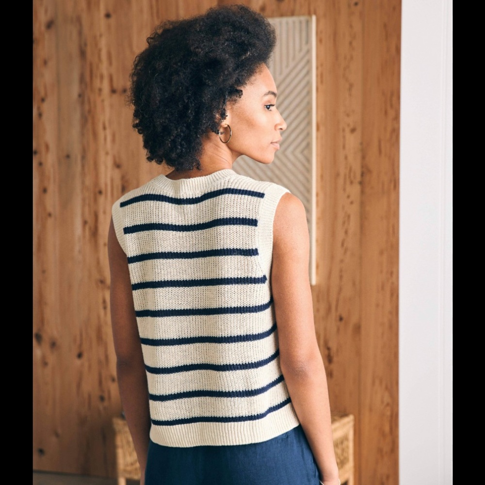 Faherty Brand Miramar Linen Muscle Sweater Tank Sz M - Picture 4 of 7